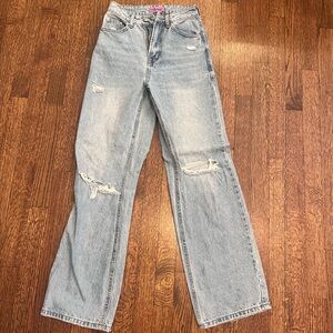 edicked wide leg blue jeans with rips